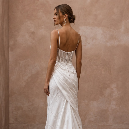 Simple Crepe Mermaid Wedding Dress for a Civil Wedding - Apparel & Accessories > Clothing > Wedding & Bridal Party Dresses > Wedding Dresses - Mignonette Bridal