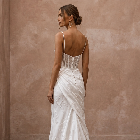 Simple Crepe Mermaid Wedding Dress for a Civil Wedding - Apparel & Accessories > Clothing > Wedding & Bridal Party Dresses > Wedding Dresses - Mignonette Bridal