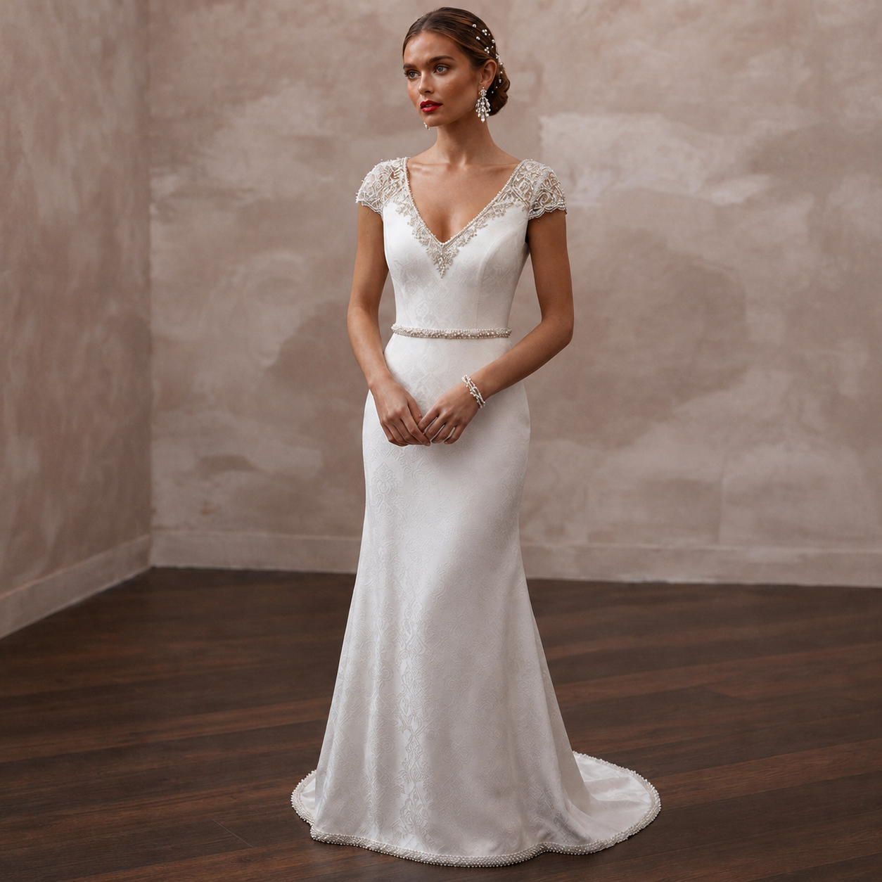 Simple Crepe Sheath Wedding Dress for a Civil Wedding - Apparel & Accessories > Clothing > Wedding & Bridal Party Dresses > Wedding Dresses - Mignonette Bridal