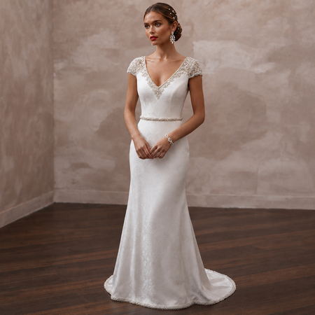 Simple Crepe Sheath Wedding Dress for a Civil Wedding - Apparel & Accessories > Clothing > Wedding & Bridal Party Dresses > Wedding Dresses - Mignonette Bridal