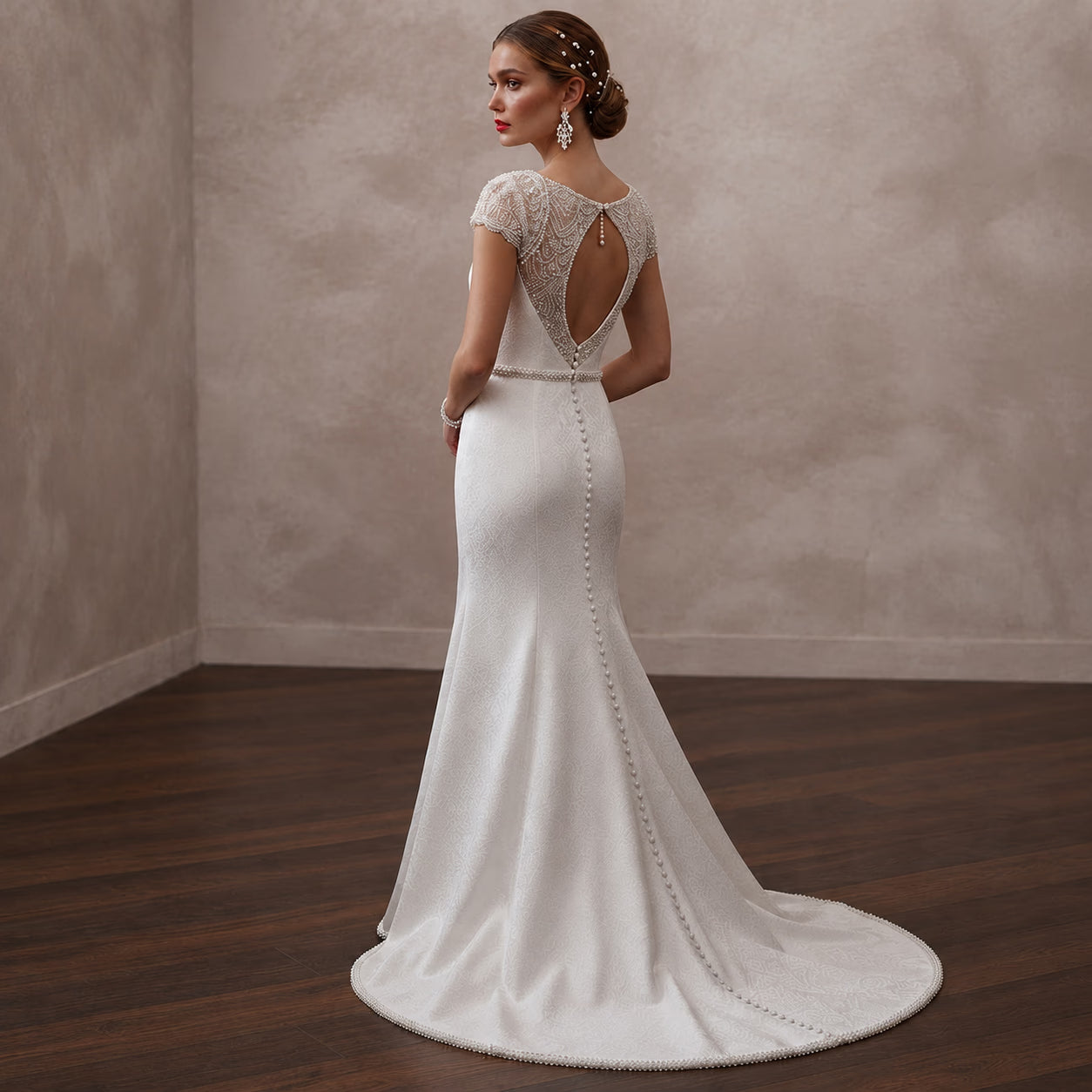 Simple Crepe Sheath Wedding Dress for a Civil Wedding Secondary image