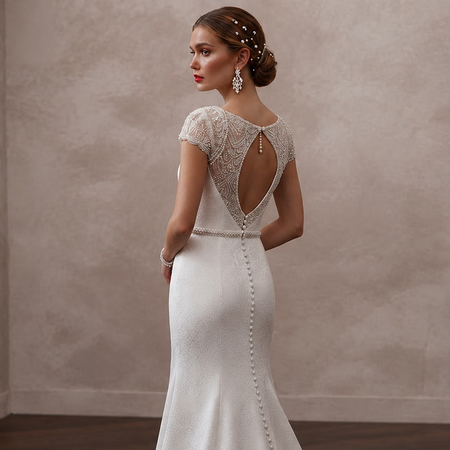 Simple Crepe Sheath Wedding Dress for a Civil Wedding - Apparel & Accessories > Clothing > Wedding & Bridal Party Dresses > Wedding Dresses - Mignonette Bridal