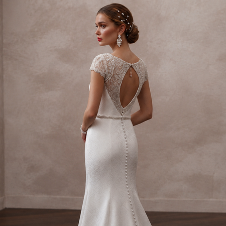 Simple Crepe Sheath Wedding Dress for a Civil Wedding - Apparel & Accessories > Clothing > Wedding & Bridal Party Dresses > Wedding Dresses - Mignonette Bridal