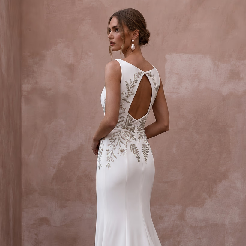Simple Crepe Wedding Gown for a Mountain Elopement