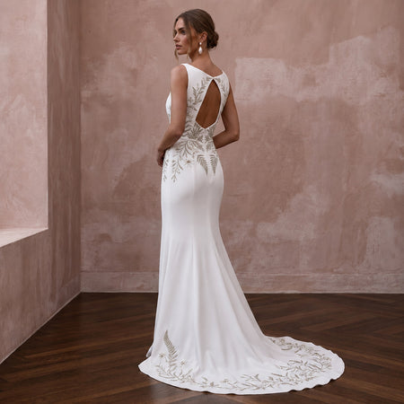 Simple Crepe Wedding Gown for a Mountain Elopement