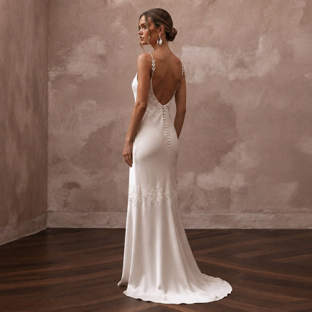 Simple Ivory Tencel Lyocell Boho Slip for City Elopement - Apparel & Accessories > Clothing > Wedding & Bridal Party Dresses > Wedding Dresses - Mignonette Bridal