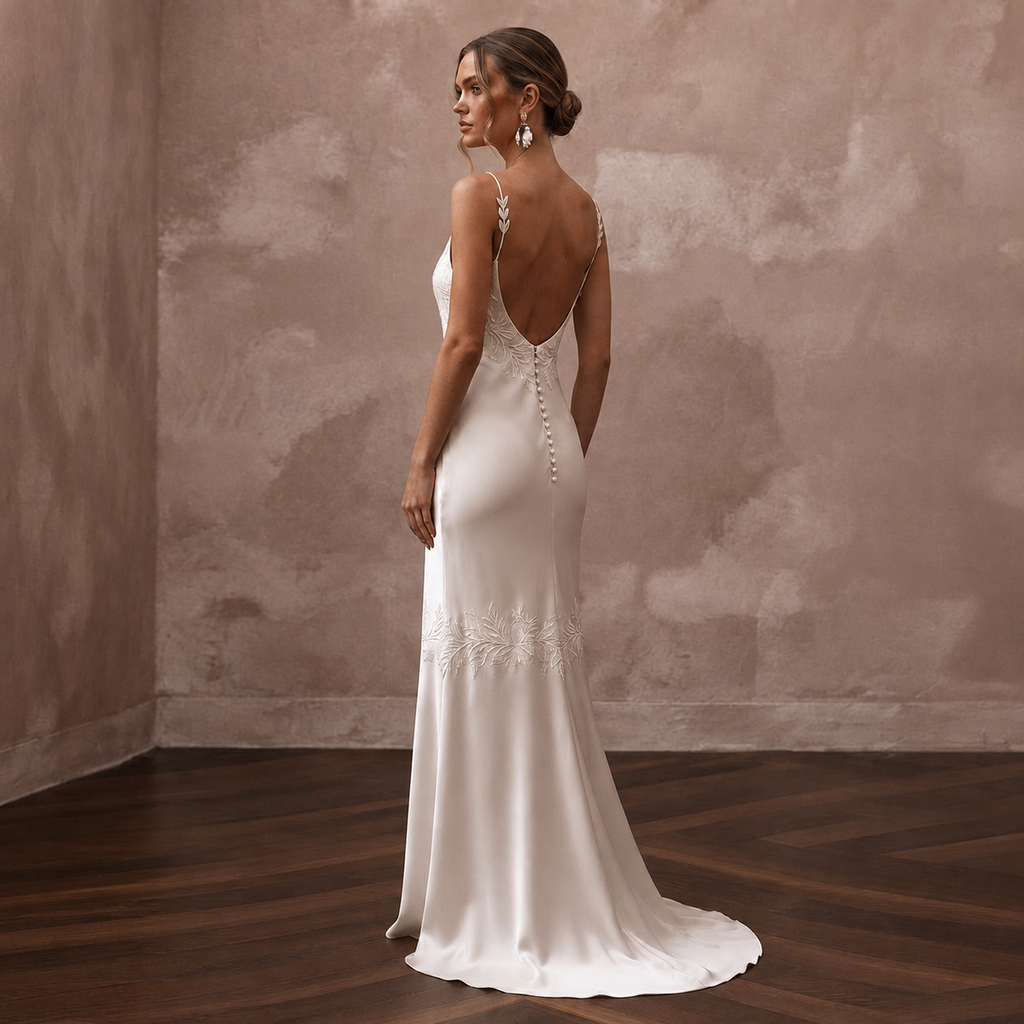 Simple Ivory Tencel Lyocell Boho Slip for City Elopement