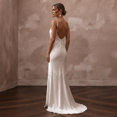 Simple Ivory Tencel Lyocell Boho Slip for City Elopement
