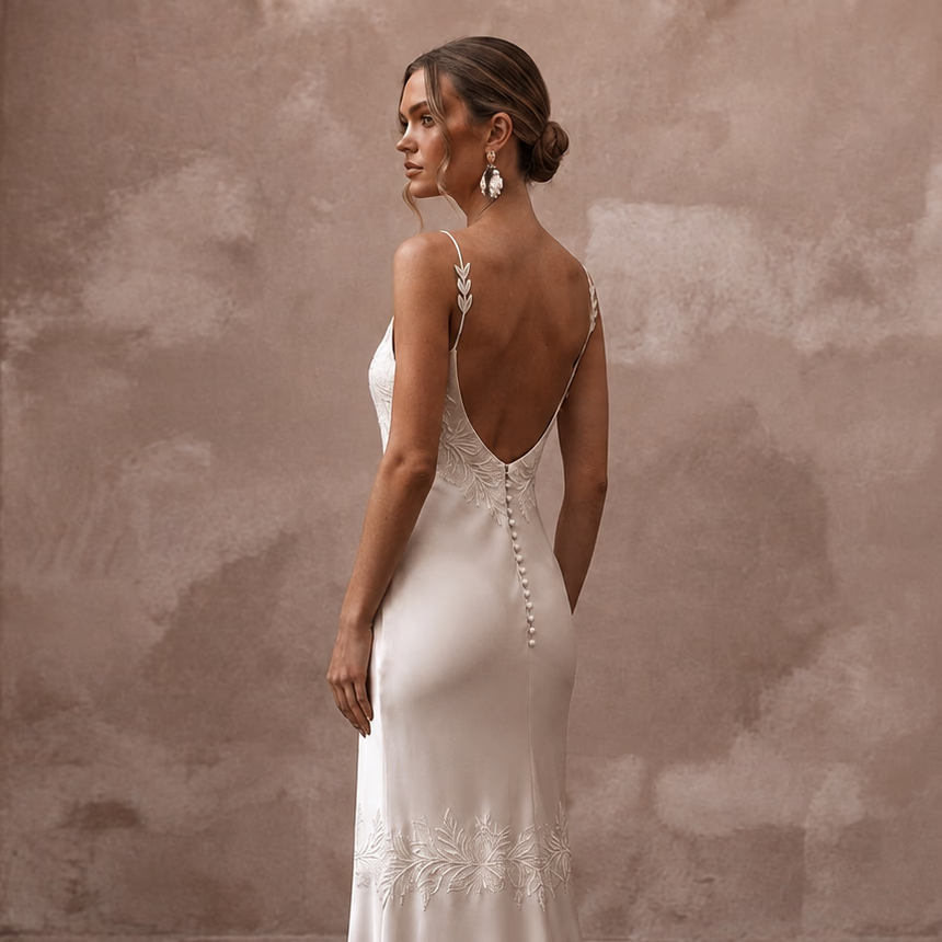 Simple Ivory Tencel Lyocell Boho Slip for City Elopement - Apparel & Accessories > Clothing > Wedding & Bridal Party Dresses > Wedding Dresses - Mignonette Bridal