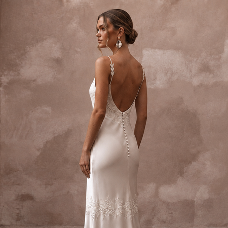 Simple Ivory Tencel Lyocell Boho Slip for City Elopement