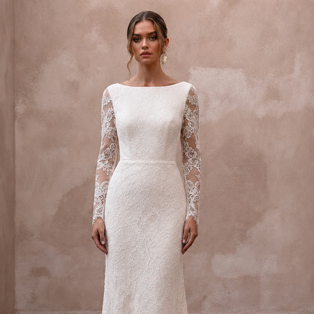 Simple Lace Bridal Gown for a Civil Wedding