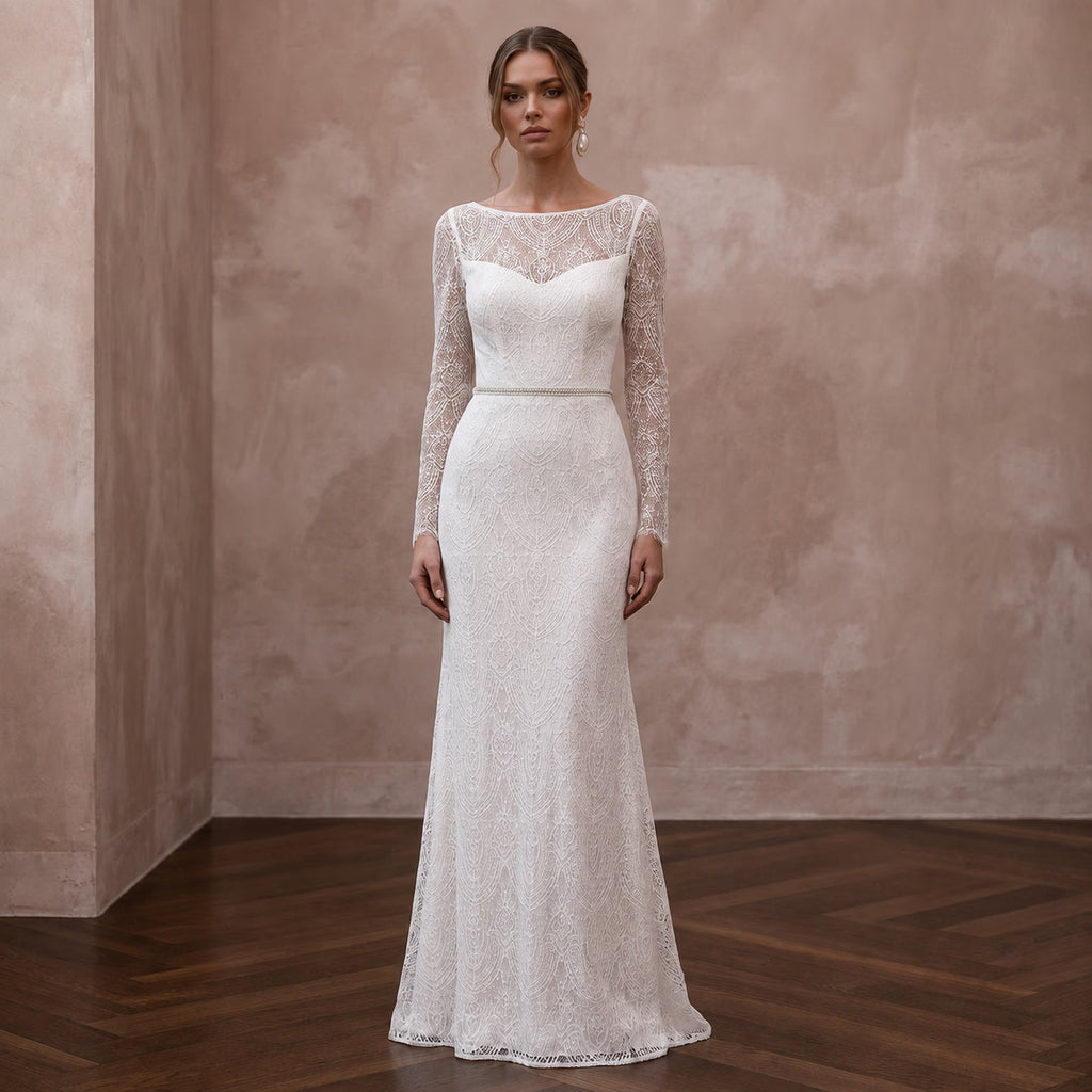 Simple Lace Wedding Dress for a Civil Wedding
