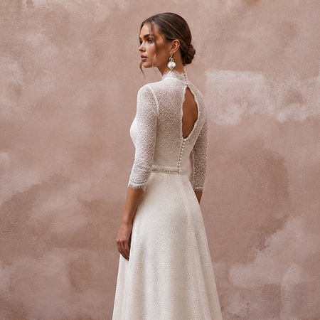 Simple Lace Wedding Dress for a Second Wedding