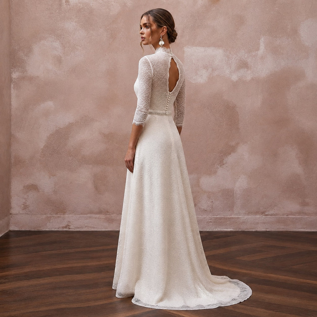 Simple Lace Wedding Dress for a Second Wedding