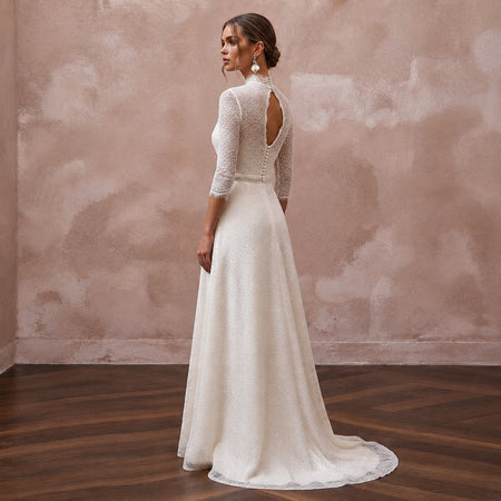 Simple Lace Wedding Dress for a Second Wedding