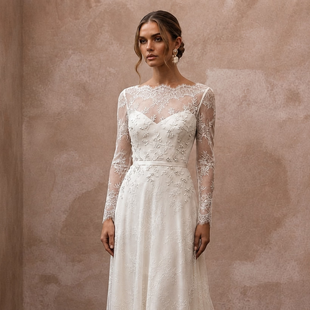 Simple Lace Wedding Dress for an Intimate Elopement Ceremony