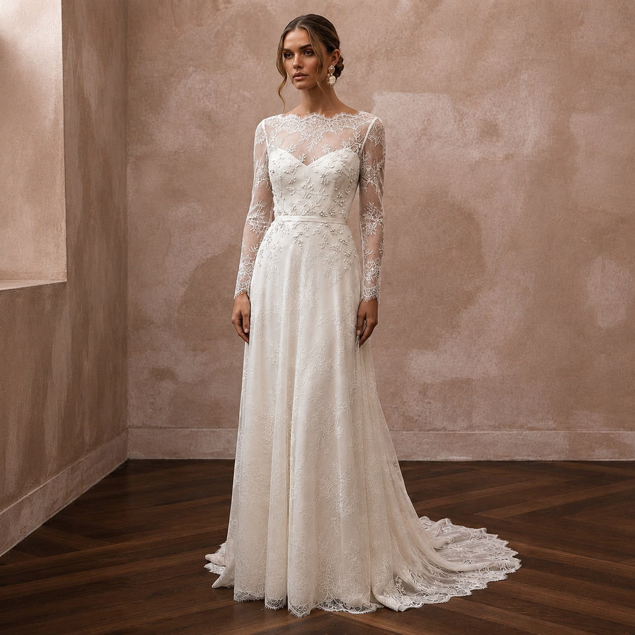 Simple Lace Wedding Dress for an Intimate Elopement Ceremony