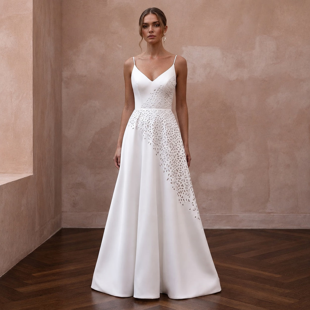 Simple Satin A - Line Wedding Dress for a Civil Wedding - Apparel & Accessories > Clothing > Wedding & Bridal Party Dresses > Wedding Dresses - Mignonette Bridal Main image