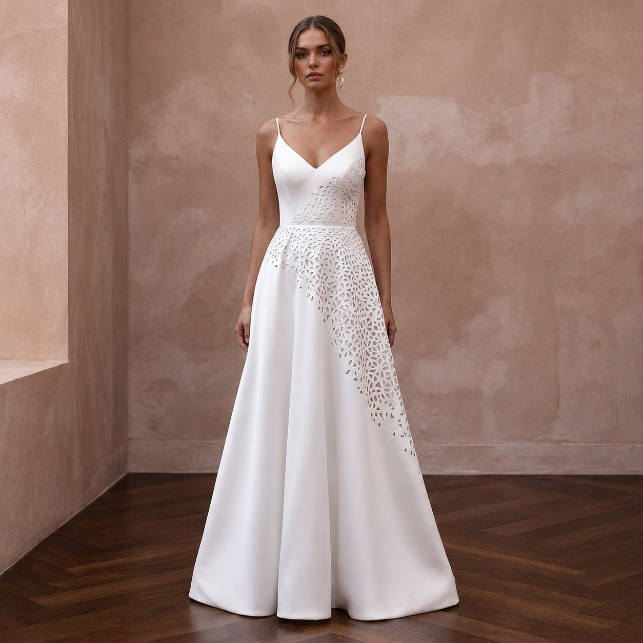 Simple Satin A-Line Wedding Dress for a Civil Wedding
