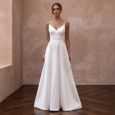 Simple Satin A-Line Wedding Dress for a Civil Wedding