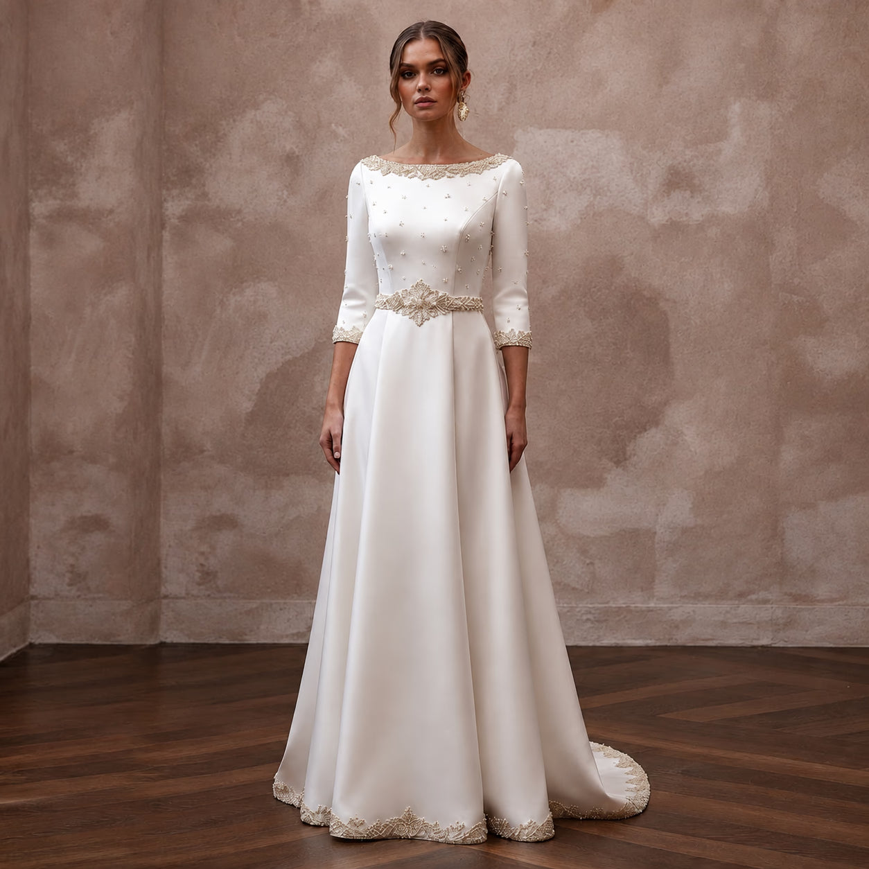 Simple Satin A-Line Wedding Dress for a Civil Wedding