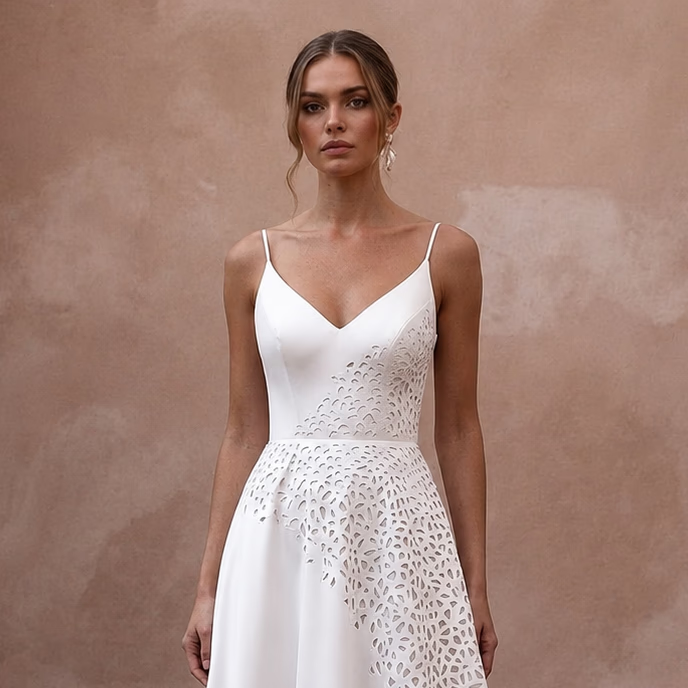 Simple Satin A - Line Wedding Dress for a Civil Wedding - Apparel & Accessories > Clothing > Wedding & Bridal Party Dresses > Wedding Dresses - Mignonette Bridal