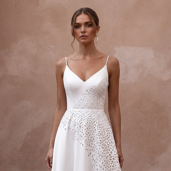 Simple Satin A-Line Wedding Dress for a Civil Wedding