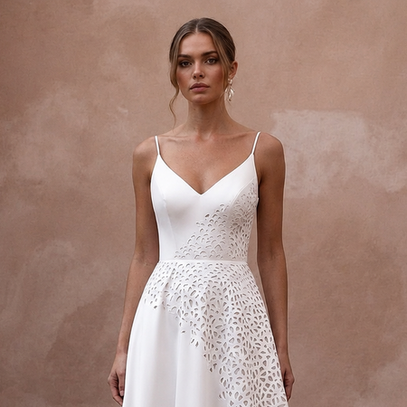 Simple Satin A-Line Wedding Dress for a Civil Wedding