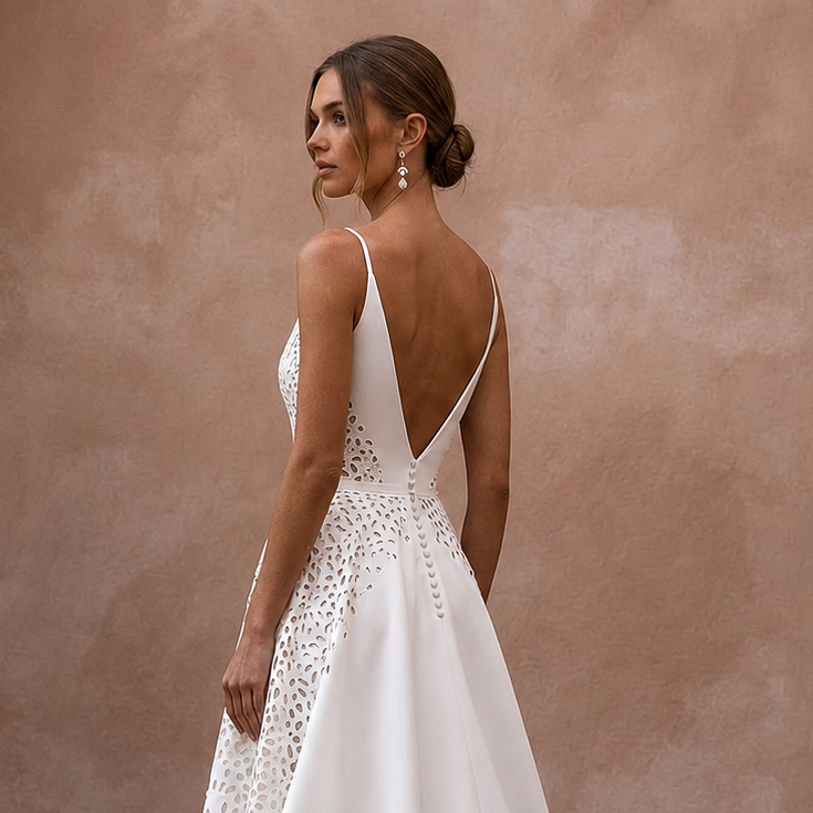 Simple Satin A-Line Wedding Dress for a Civil Wedding