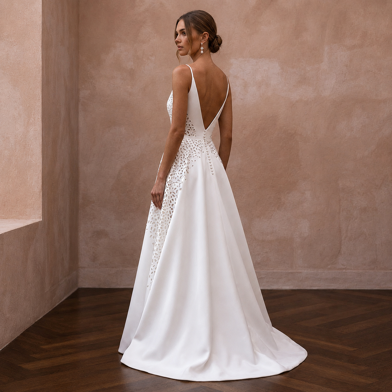 Simple Satin A-Line Wedding Dress for a Civil Wedding