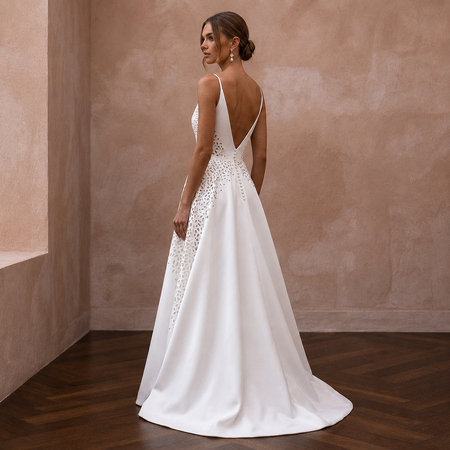 Simple Satin A-Line Wedding Dress for a Civil Wedding