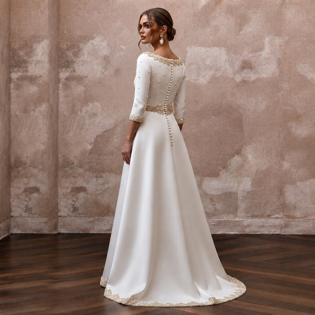 Simple Satin A-Line Wedding Dress for a Civil Wedding