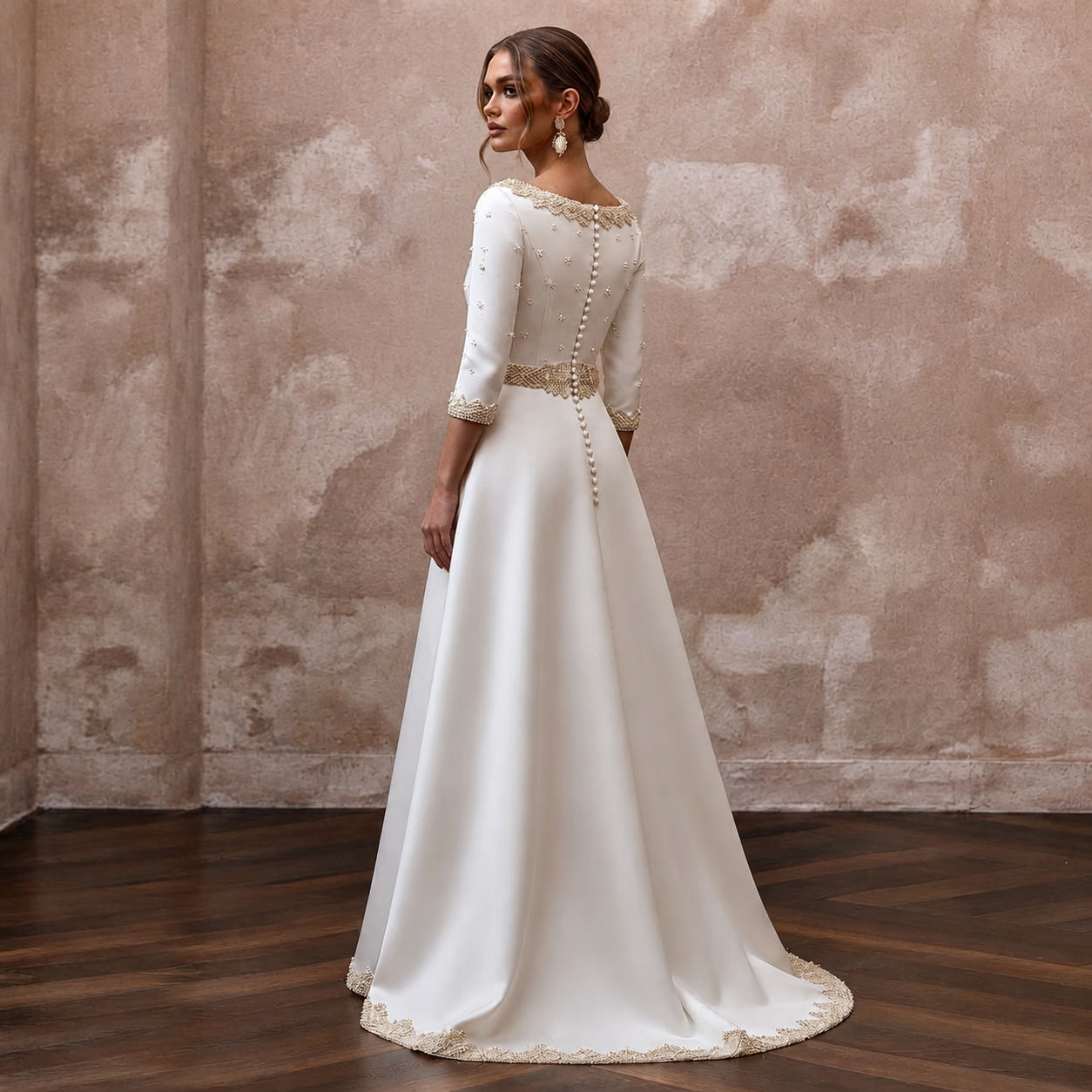 Simple Satin A-Line Wedding Dress for a Civil Wedding