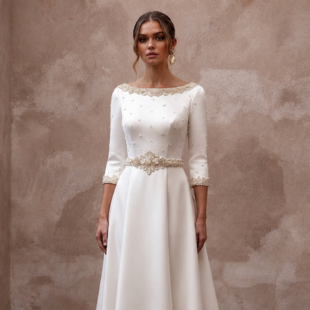 Simple Satin A-Line Wedding Dress for a Civil Wedding