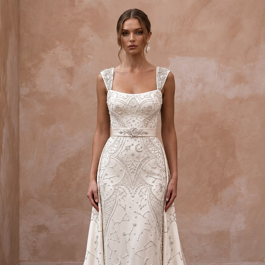 Simple Satin Bridal Gown for a Mature Bride