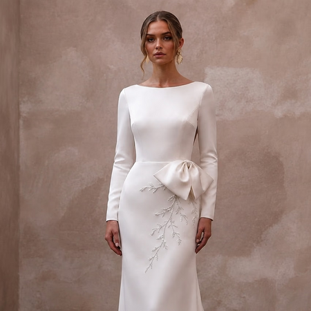 Simple Satin Sheath Wedding Dress for a Courthouse Wedding