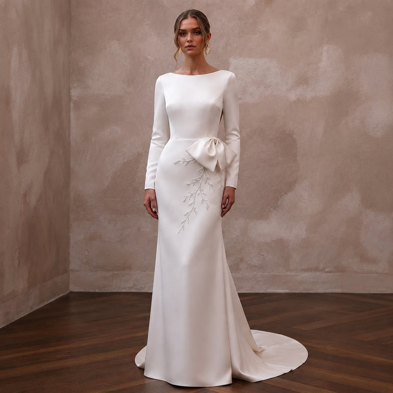 Simple Satin Sheath Wedding Dress for a Courthouse Wedding