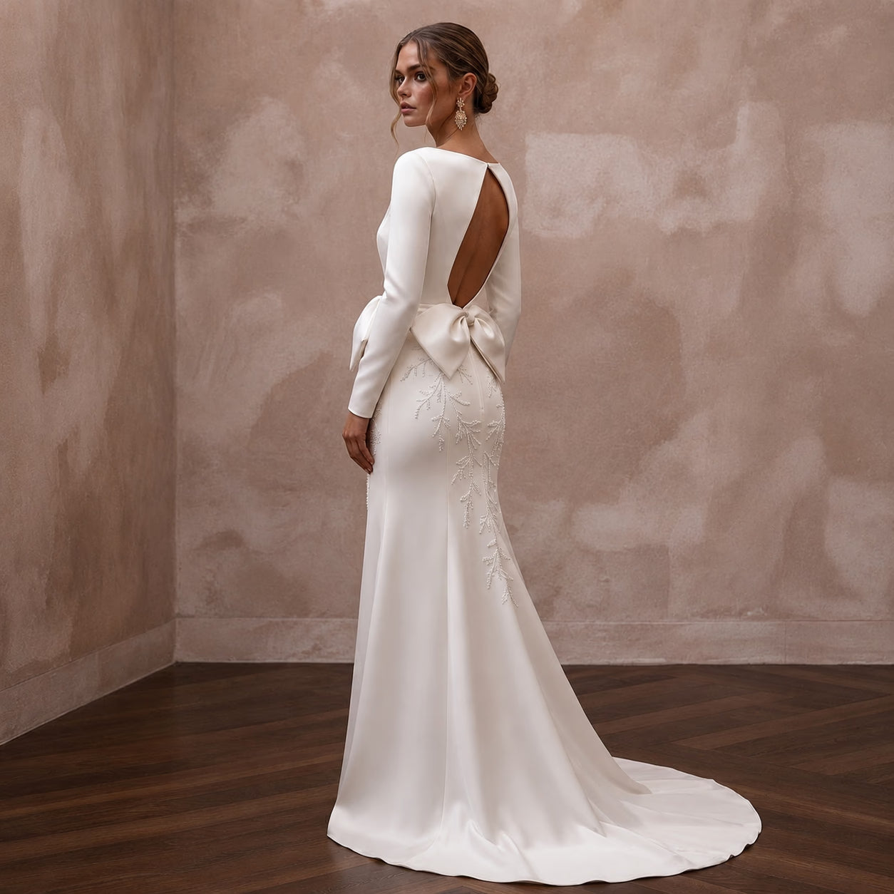 Simple Satin Sheath Wedding Dress for a Courthouse Wedding