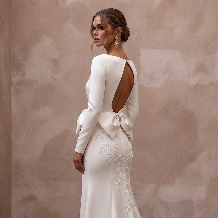 Simple Satin Sheath Wedding Dress for a Courthouse Wedding