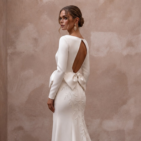 Simple Satin Sheath Wedding Dress for a Courthouse Wedding