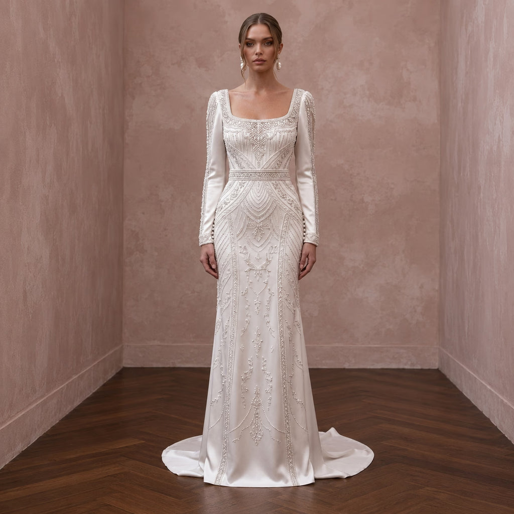Simple Satin Sheath Wedding Dress for a Second Wedding
