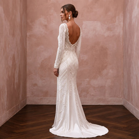 Simple Satin Sheath Wedding Dress for a Second Wedding