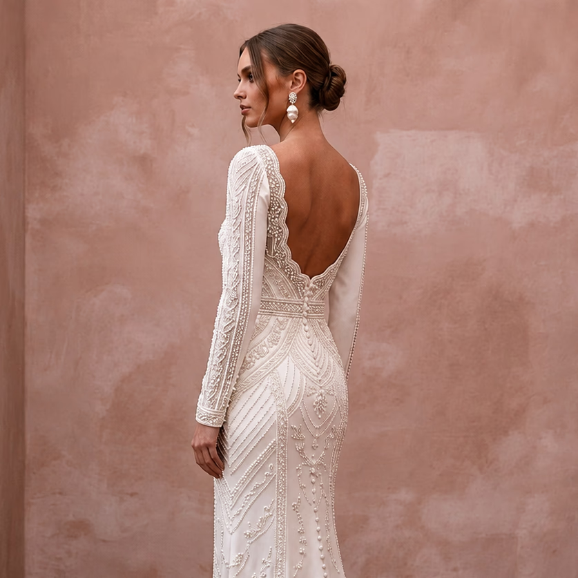 Simple Satin Sheath Wedding Dress for a Second Wedding