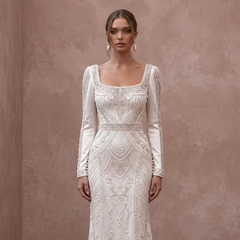 Simple Satin Sheath Wedding Dress for a Second Wedding