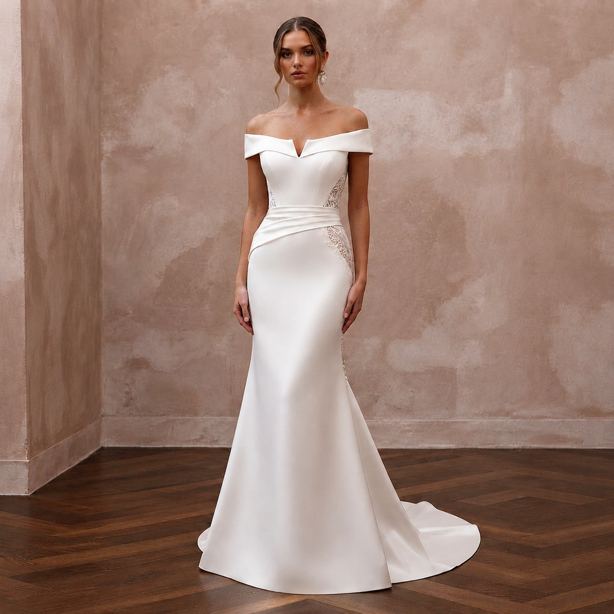 Simple Satin Trumpet Wedding Dress for a Civil Wedding - Apparel & Accessories > Clothing > Wedding & Bridal Party Dresses > Wedding Dresses - Mignonette Bridal