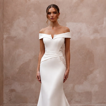 Simple Satin Trumpet Wedding Dress for a Civil Wedding - Apparel & Accessories > Clothing > Wedding & Bridal Party Dresses > Wedding Dresses - Mignonette Bridal
