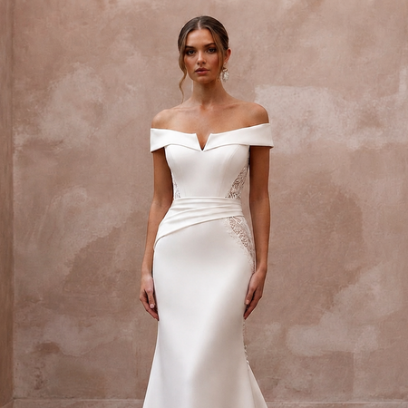 Simple Satin Trumpet Wedding Dress for a Civil Wedding - Apparel & Accessories > Clothing > Wedding & Bridal Party Dresses > Wedding Dresses - Mignonette Bridal