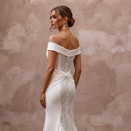 Simple Satin Trumpet Wedding Dress for a Civil Wedding - Apparel & Accessories > Clothing > Wedding & Bridal Party Dresses > Wedding Dresses - Mignonette Bridal