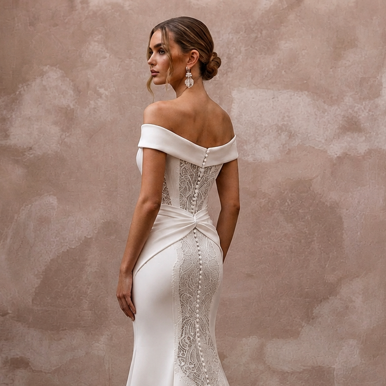 Simple Satin Trumpet Wedding Dress for a Civil Wedding - Apparel & Accessories > Clothing > Wedding & Bridal Party Dresses > Wedding Dresses - Mignonette Bridal