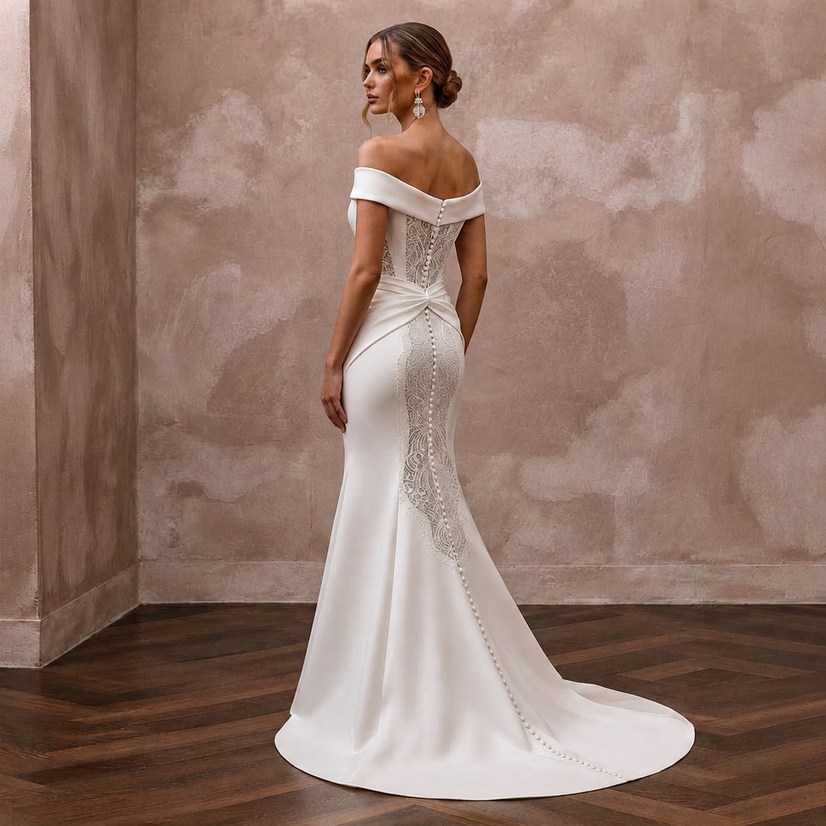 Simple Satin Trumpet Wedding Dress for a Civil Wedding - Apparel & Accessories > Clothing > Wedding & Bridal Party Dresses > Wedding Dresses - Mignonette Bridal
